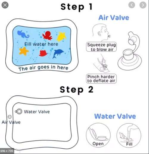 Baby infant Water Play Mat Tummy Time Cushion Inflatable Patted Playmat Stimulation Growth