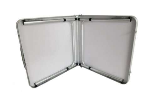 Portable Folding Aluminum Suitcase Table, Compact Camping Picnic Table with Umbrella Hole