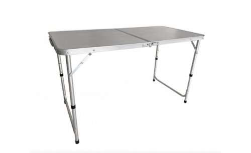 Portable Folding Aluminum Suitcase Table, Compact Camping Picnic Table with Umbrella Hole