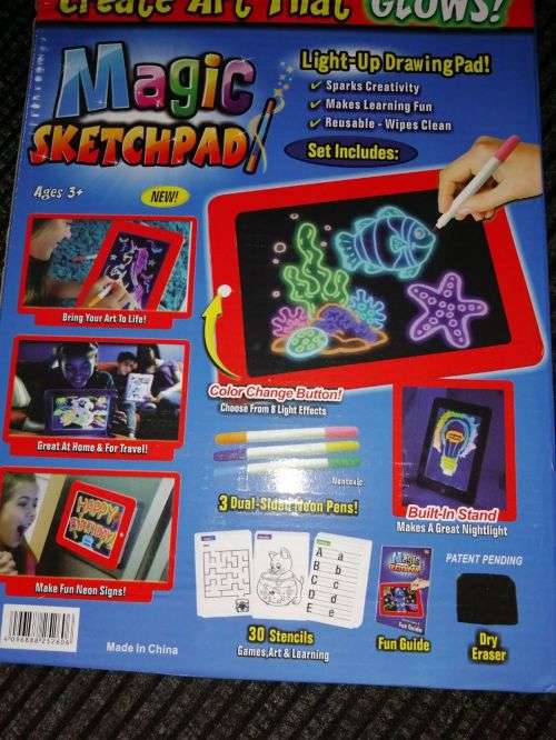 Magic Pad Illuminated Drawing Magic Sketchpad - Light up Drawing Pad - Create Art That Glows