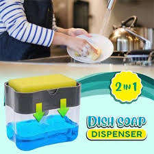 Soap Dispenser | Soap Pump and Sponge Caddy | 2-in-1 Dish Dispenser With Sponge | Dishwashing Soap