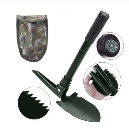 Mini Folding Shovel Multi-function Portable Shovel With Compass Excavation Spade Garden Outdoor