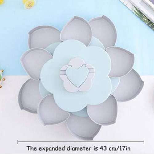 DOUBLE LAYER ROTATING SNACK BOX DRIED FRUIT PLATE ROTARY CANDY STORAGE PHONE HOLDER 10 COMPARTMENTS