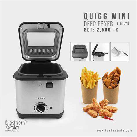 1.5 Litre 900W Compact Square Deep Fryer with Large View Window