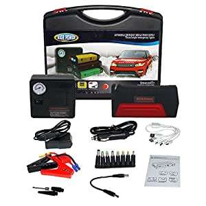 Multi-Function Car Jump Starter Kit with Built-in Survival Hammer, Blade, LED Torch Flashlight