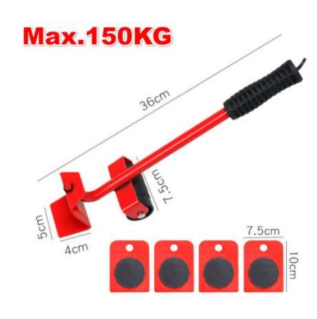 5Pcs Furniture Moving Heavy Hand Tool set Furniture Lifter Mover for Sofa Bed Cabinet Wheel Bar + Mo