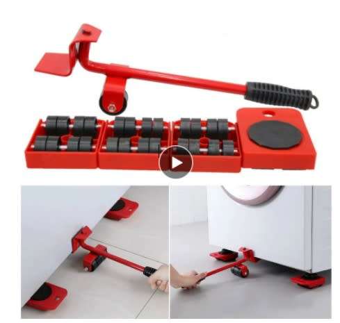 5Pcs Furniture Moving Heavy Hand Tool set Furniture Lifter Mover for Sofa Bed Cabinet Wheel Bar + Mo