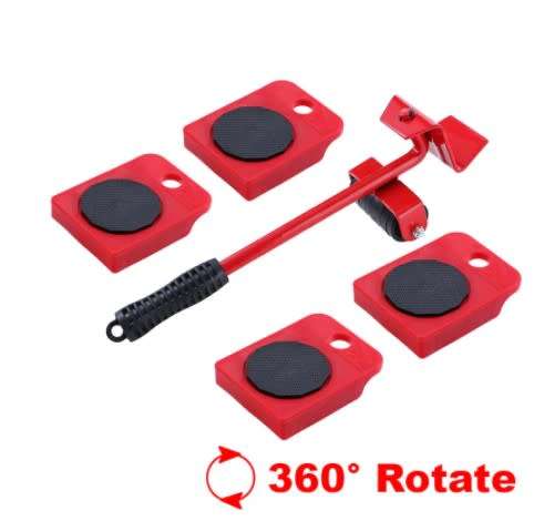 5Pcs Furniture Moving Heavy Hand Tool set Furniture Lifter Mover for Sofa Bed Cabinet Wheel Bar + Mo