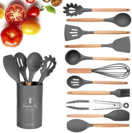 Silicone Kitchenware Cooking Utensils Heat Resistant  Non-Stick Cooking Utensils Kitchen Black