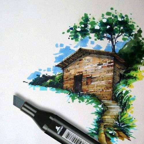 Markers 36 pcs marker Colours Graphic Drawing Painting Art Dual Tip Sketch Pens Set