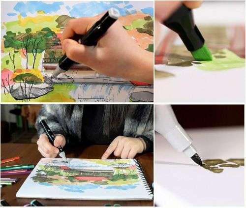 Markers 36 pcs marker Colours Graphic Drawing Painting Art Dual Tip Sketch Pens Set