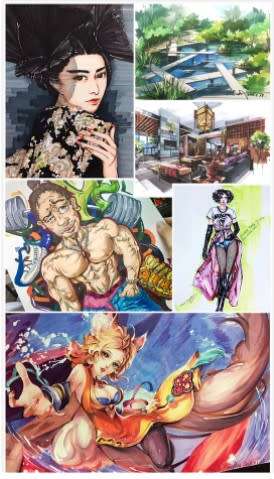 Markers 36 pcs marker Colours Graphic Drawing Painting Art Dual Tip Sketch Pens Set