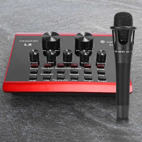 Phone Game Sound Card,Live Sound Card,Q-3k100Red Live Broadcast Sound Card Set Mobile Phone Computer