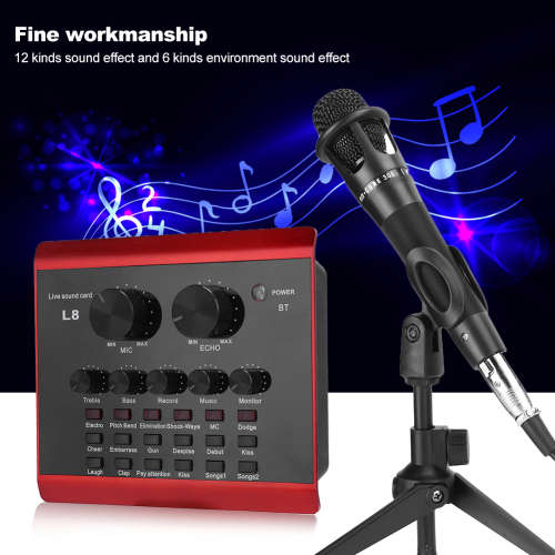Phone Game Sound Card,Live Sound Card,Q-3k100Red Live Broadcast Sound Card Set Mobile Phone Computer