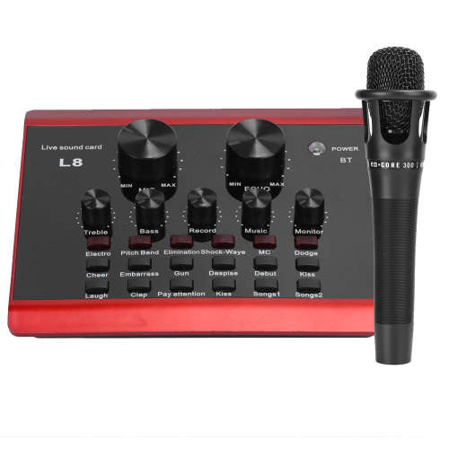 Phone Game Sound Card,Live Sound Card,Q-3k100Red Live Broadcast Sound Card Set Mobile Phone Computer