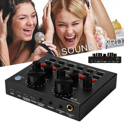 Phone Game Sound Card,Live Sound Card,Q-3k100Red Live Broadcast Sound Card Set Mobile Phone Computer