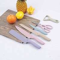 6pcs Kitchen Knife Set Corrugated Colorful Stainless Steel Chef Knife Bread Knife Cleaver Scissors