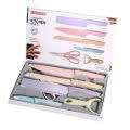 6pcs Kitchen Knife Set Corrugated Colorful Stainless Steel Chef Knife Bread Knife Cleaver Scissors