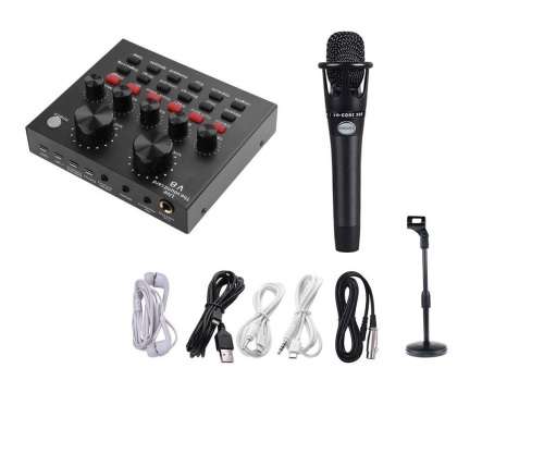 Phone Game Sound Card,Live Sound Card,Q-3k100Red Live Broadcast Sound Card Set Mobile Phone Computer