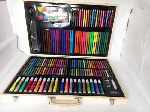 Portable 220-Piece Art Set w/ Wooden Carry Case