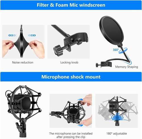 Microphone Bm 800 Condenser With V8 Sound Card Kit With Shock Mount For Live