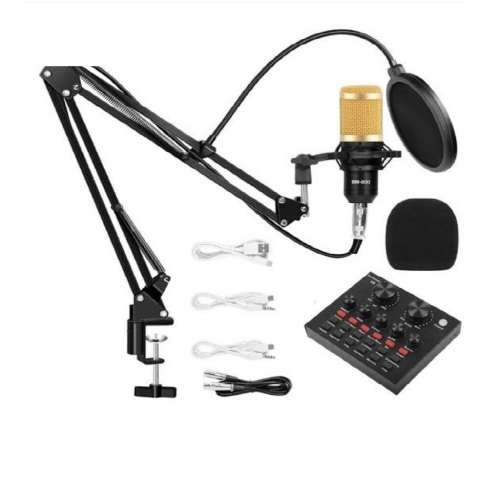 Microphone Bm 800 Condenser With V8 Sound Card Kit With Shock Mount For Live