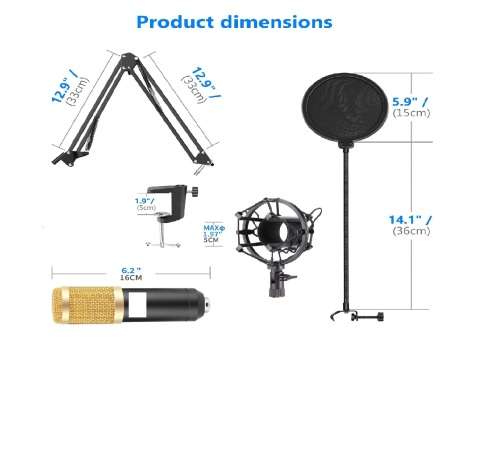 Microphone Bm 800 Condenser With V8 Sound Card Kit With Shock Mount For Live