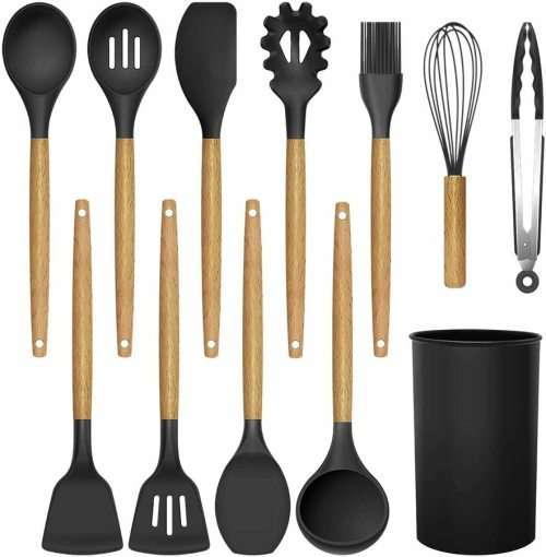Silicone Kitchenware Cooking Utensils Heat Resistant  Non-Stick Cooking Utensils Kitchen Black color