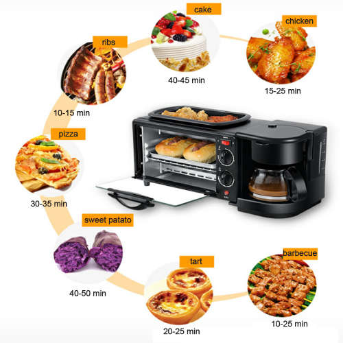 3 IN 1 HOME MULTI-FUNCTIONAL BREAKFAST MAKER COFFEE MECHANICAL OVEN MINI BUFFET  MACHINE TOASTER 9L