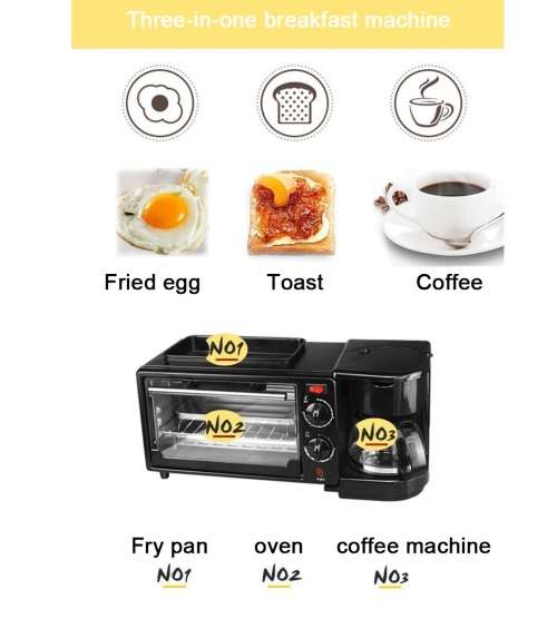 3 IN 1 HOME MULTI-FUNCTIONAL BREAKFAST MAKER COFFEE MECHANICAL OVEN MINI BUFFET  MACHINE TOASTER 9L