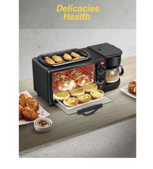 3 IN 1 HOME MULTI-FUNCTIONAL BREAKFAST MAKER COFFEE MECHANICAL OVEN MINI BUFFET  MACHINE TOASTER 9L