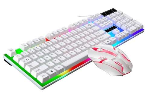 2in1 104 Keys Gaming Keyboard and Mouse Set USB Wired RGB Backlight Mechanical Feel Keyboard LED