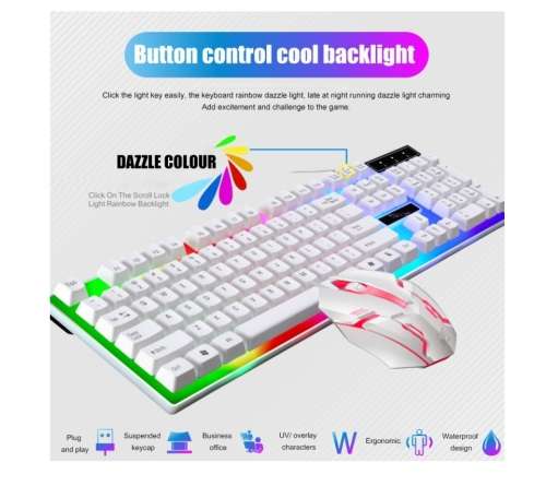 2in1 104 Keys Gaming Keyboard and Mouse Set USB Wired RGB Backlight Mechanical Feel Keyboard LED