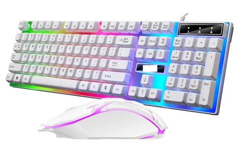 2in1 104 Keys Gaming Keyboard and Mouse Set USB Wired RGB Backlight Mechanical Feel Keyboard LED