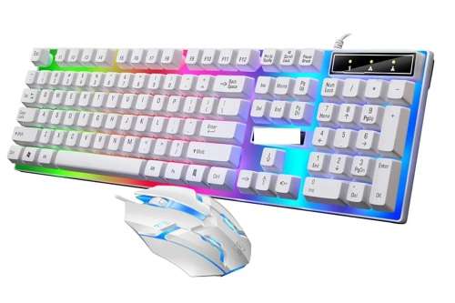 2in1 104 Keys Gaming Keyboard and Mouse Set USB Wired RGB Backlight Mechanical Feel Keyboard LED