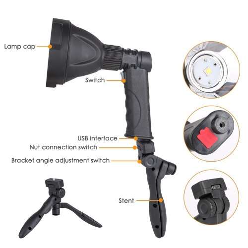 4000mAh LED Pistol Light, 3 Lighting Modes, USB Interface, Mobile Power Bank, 8000w