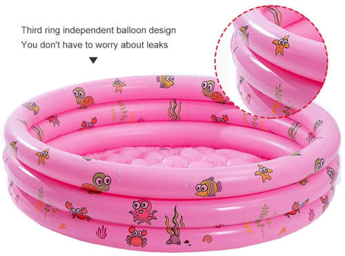 3 Ring Inflatable Paddling Pool Children Kids Swimming Pool Outdoor Garden pink