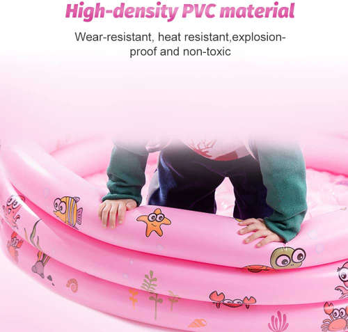 3 Ring Inflatable Paddling Pool Children Kids Swimming Pool Outdoor Garden pink