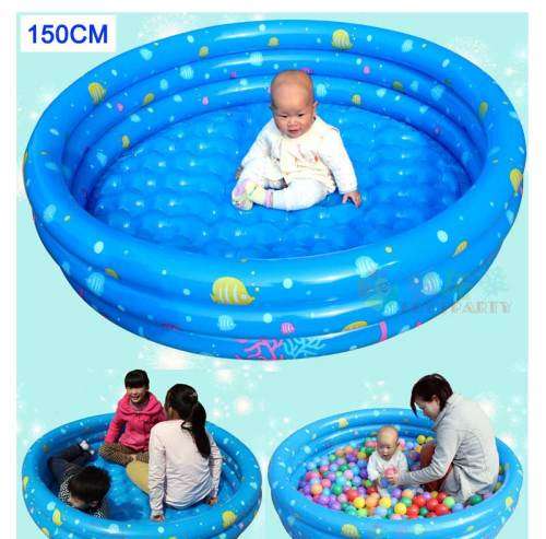 3 Ring Inflatable Paddling Pool Children Kids Swimming Pool Outdoor Garden pink