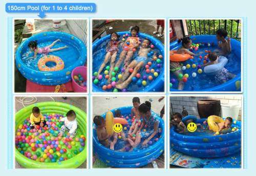 3 Ring Inflatable Paddling Pool Children Kids Swimming Pool Outdoor Garden pink