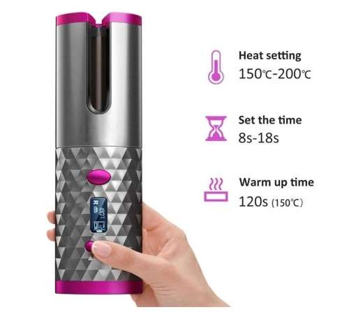 Automatic Hair Curler Portable USB Professional Curling LED Display