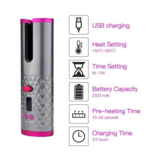 Automatic Hair Curler Portable USB Professional Curling LED Display