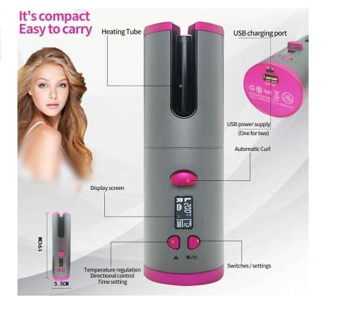 Automatic Hair Curler Portable USB Professional Curling LED Display
