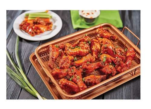 2 Piece Crispy Baking Tray Set with Metal Basket - Copper