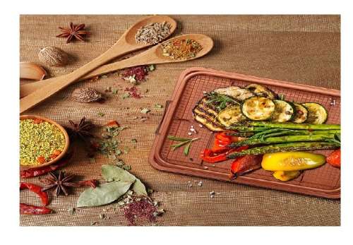 2 Piece Crispy Baking Tray Set with Metal Basket - Copper