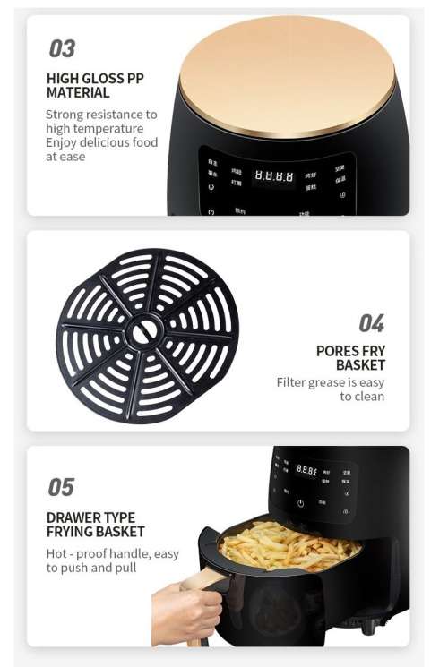 5-Litre Digital Air Fryer and Multicooker Extra Large Touch screen  Air Fryer