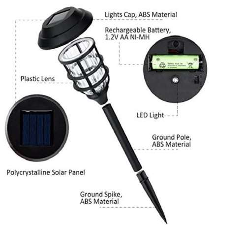 Outdoor Waterproof LED Solar Garden Pathway Lights - Pack of 6
