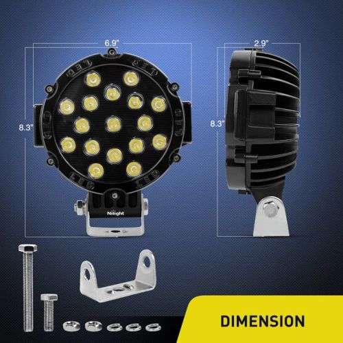 set of 2  7` 51w 5100LM Black Round Spot Light Pod