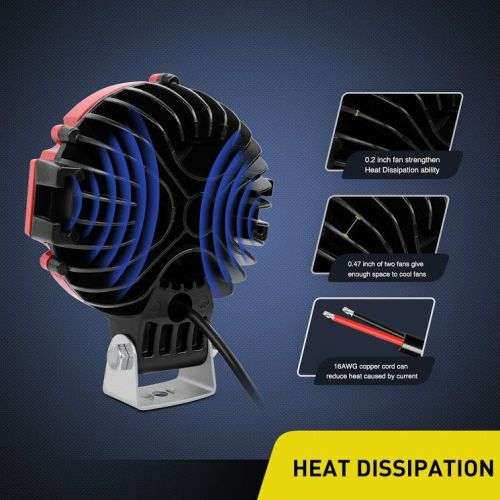 set of 2  7` 51w 5100LM Black Round Spot Light Pod