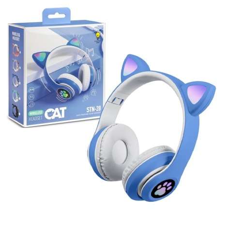 Cat Ear Wireless Headphones, LED Light Up Kids Bluetooth Headphones Over On Ear w/Microphone